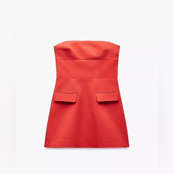 Zara STRAPLESS LAPEL DRESS - Picture 3 of 4